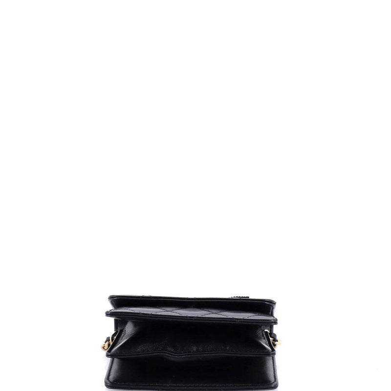 Camellia Bow Flap Card Holder With Chain