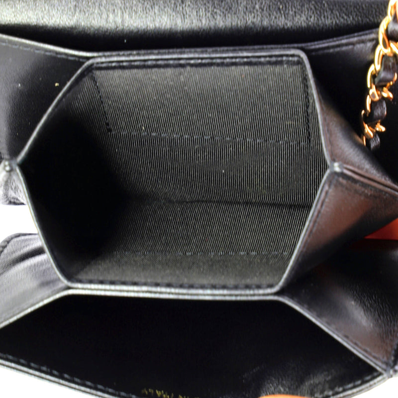 Camellia Bow Flap Card Holder With Chain