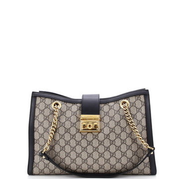 Padlock Chain Tote Gg Coated Canvas With