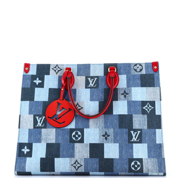 Onthego Tote Damier And Patchwork Denim