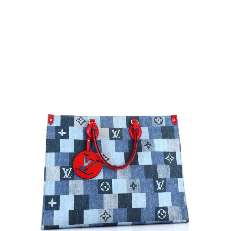 Onthego Tote Damier And Patchwork Denim