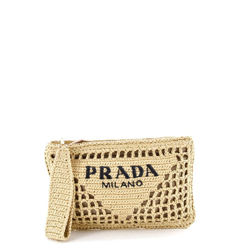 Triangle Logo Zip Clutch Raffia