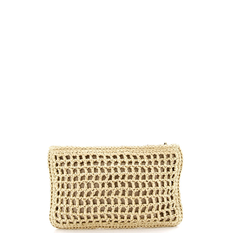 Triangle Logo Zip Clutch Raffia