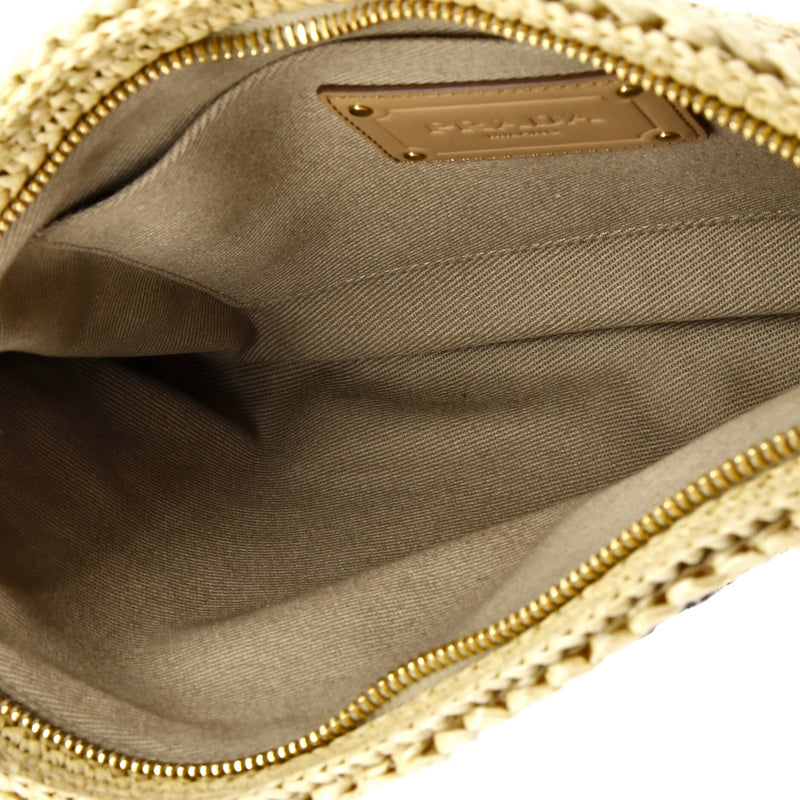 Triangle Logo Zip Clutch Raffia