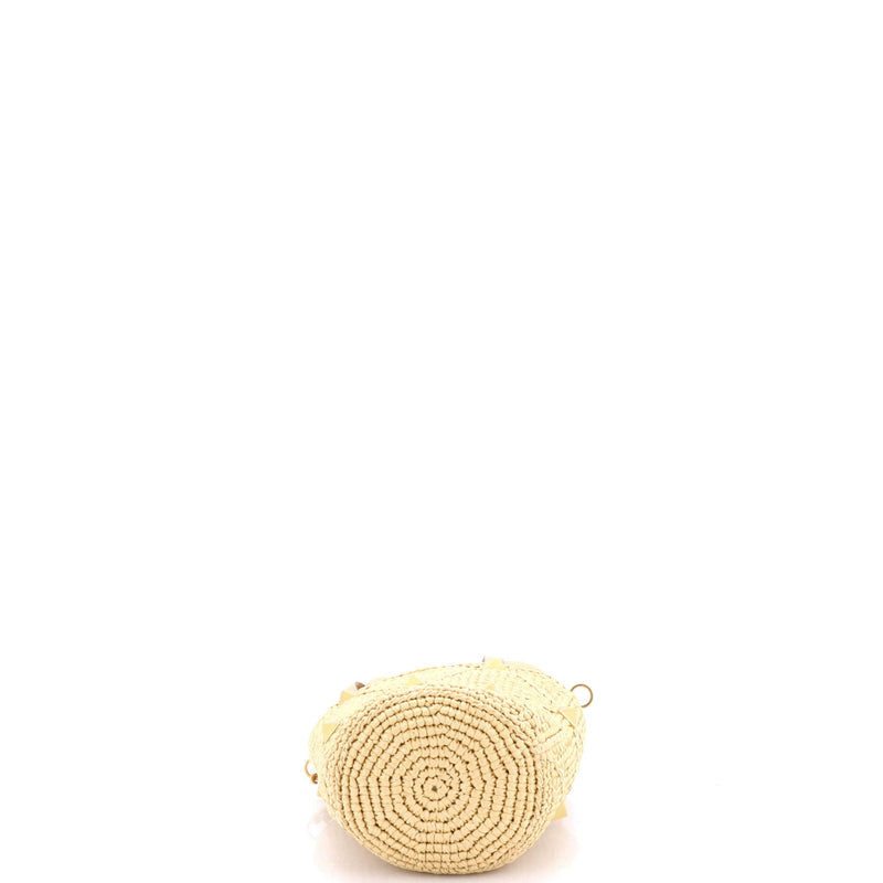 Roman Stud Bucket Bag Raffia And Leather