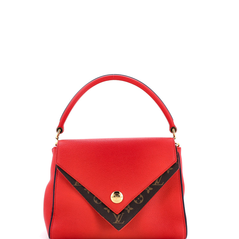 Double V Handbag Calfskin With Canvas