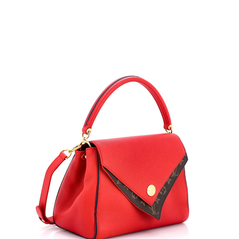 Double V Handbag Calfskin With Canvas