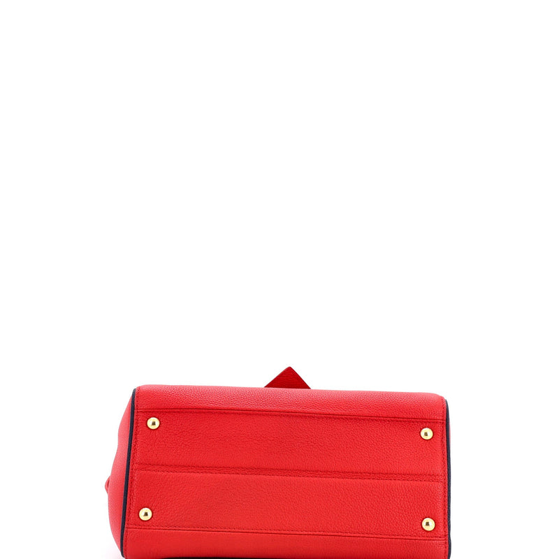 Double V Handbag Calfskin With Canvas