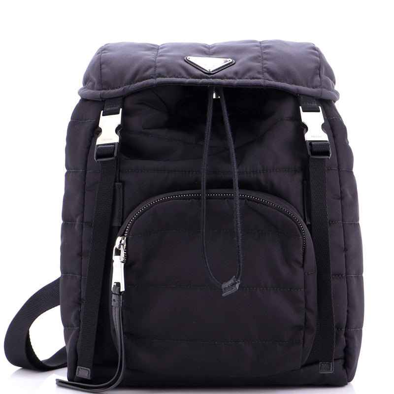 Double Buckle Backpack Quilted Tessuto