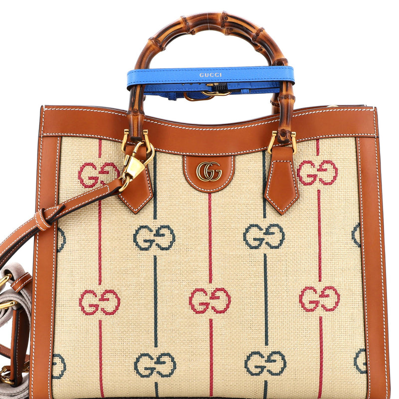 Diana Nm Bamboo Handle Tote Gg Raffia
