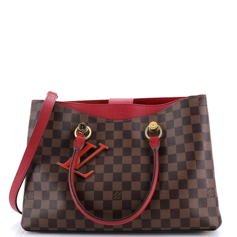 Lv Riverside Handbag Damier With Leather