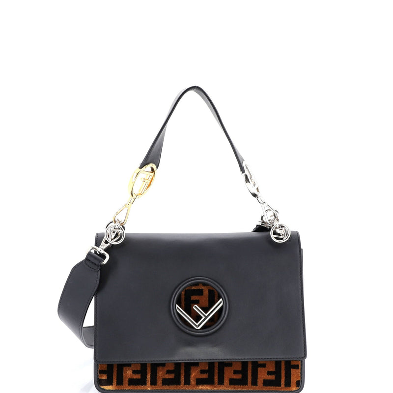 Kan I F Shoulder Bag Leather And Zucca