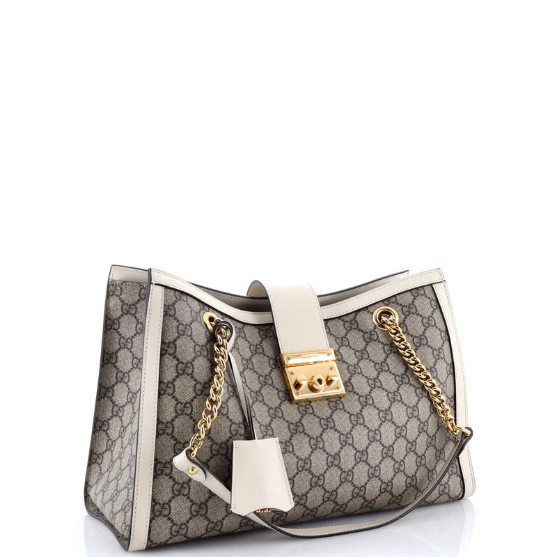 Padlock Chain Tote Gg Coated Canvas With
