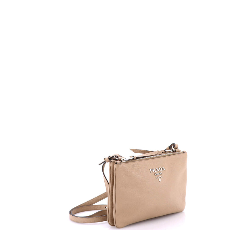 Double Zip Crossbody Bag Vitello Daino