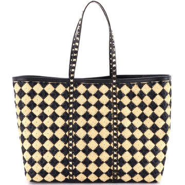 Rockstud Shopping Bag Check Embroidered