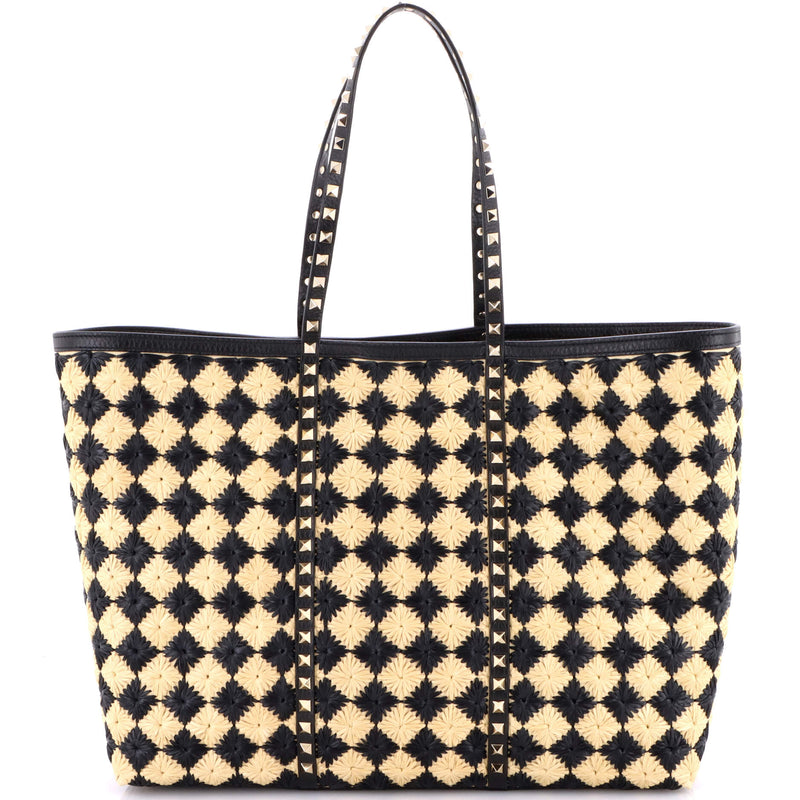 Rockstud Shopping Bag Check Embroidered