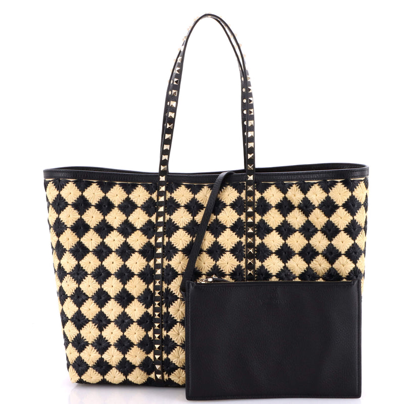 Rockstud Shopping Bag Check Embroidered