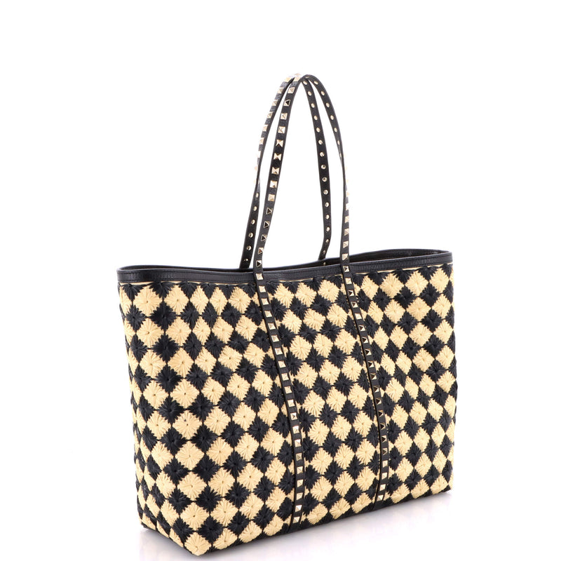 Rockstud Shopping Bag Check Embroidered