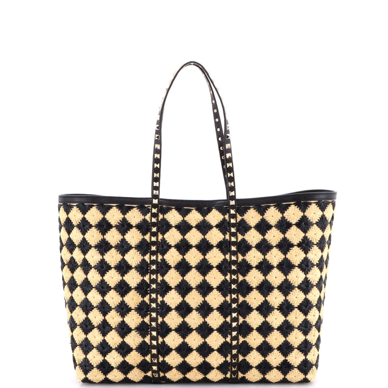 Rockstud Shopping Bag Check Embroidered