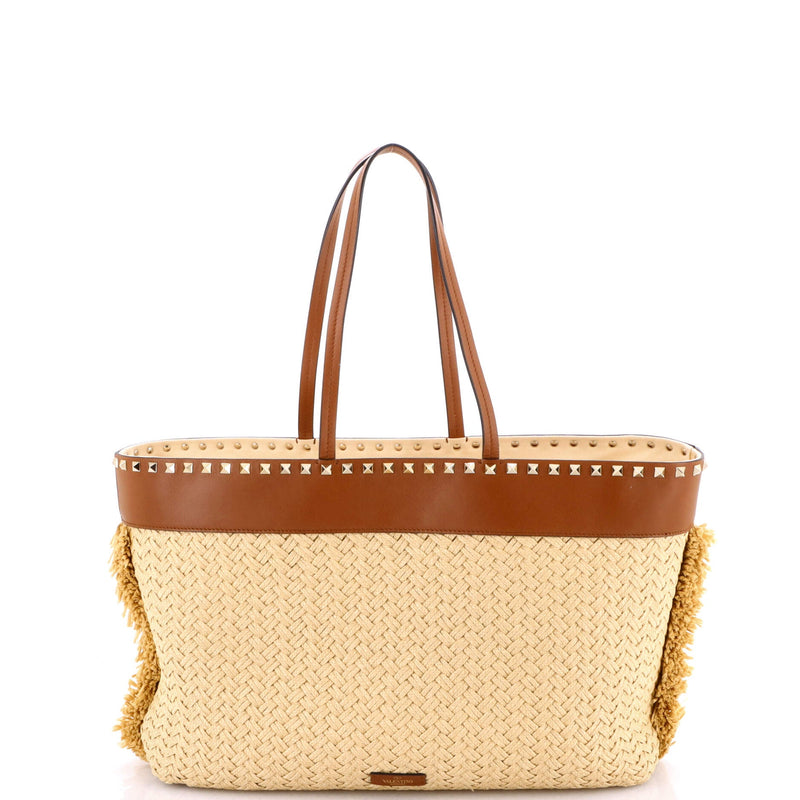 Rockstud Shopping Tote Raffia With