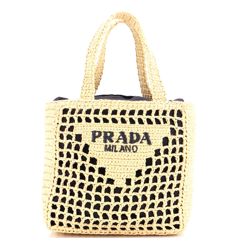 Triangle Logo Open Tote Raffia Small