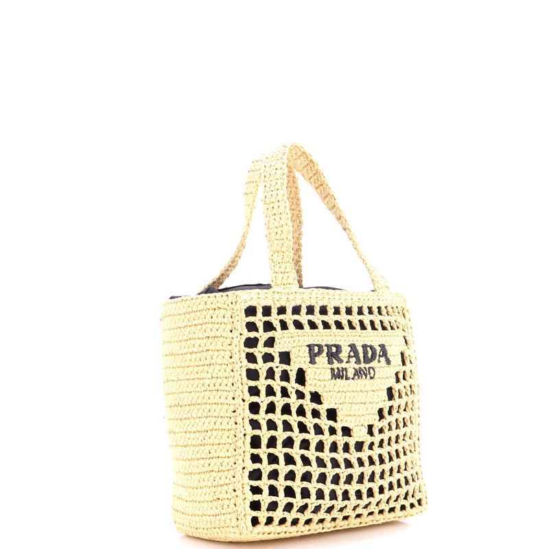 Triangle Logo Open Tote Raffia Small
