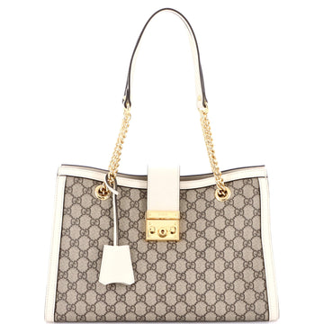 Padlock Chain Tote Gg Coated Canvas With