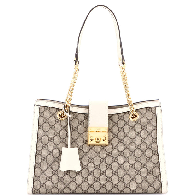 Padlock Chain Tote Gg Coated Canvas With