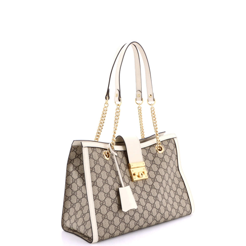 Padlock Chain Tote Gg Coated Canvas With