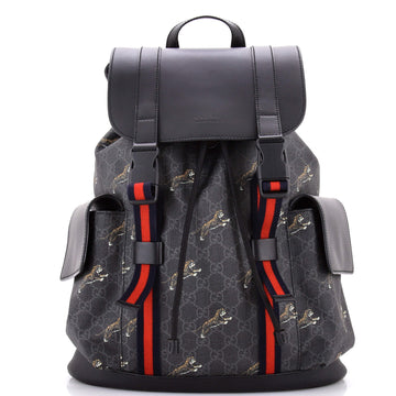 Double Pocket Buckle Backpack Printed Gg