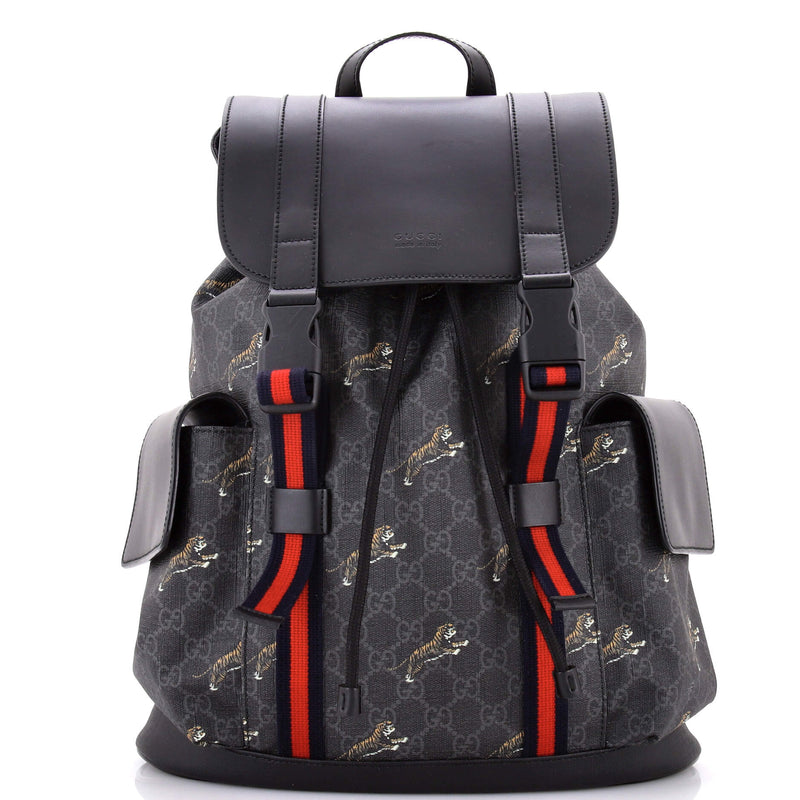 Double Pocket Buckle Backpack Printed Gg