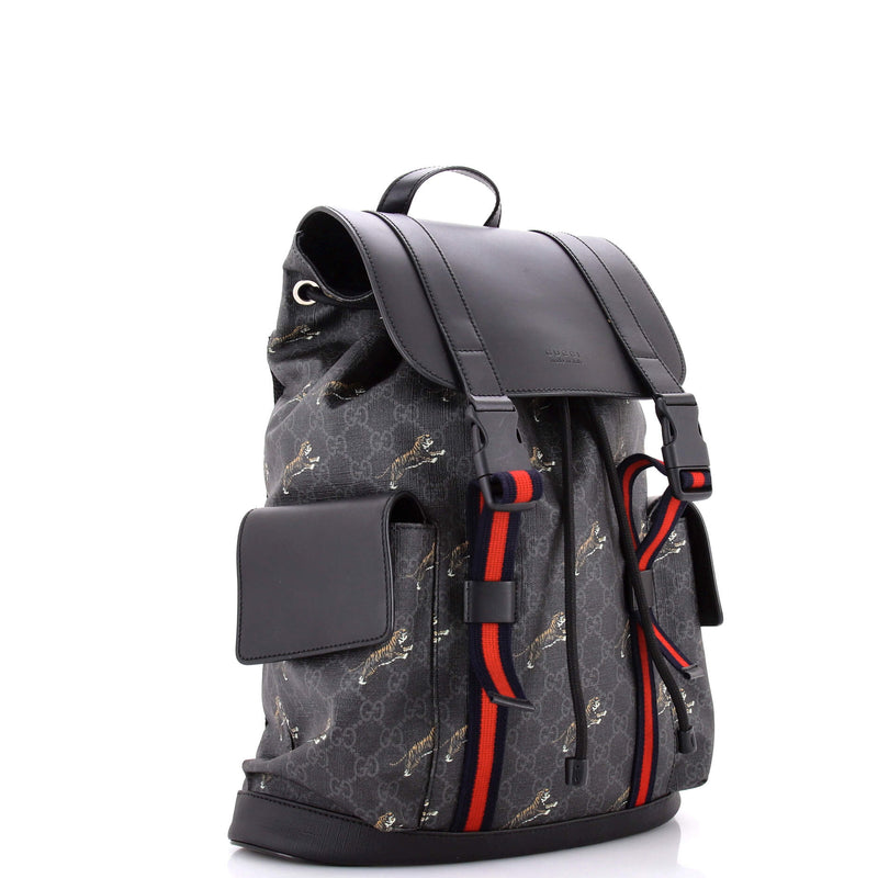 Double Pocket Buckle Backpack Printed Gg