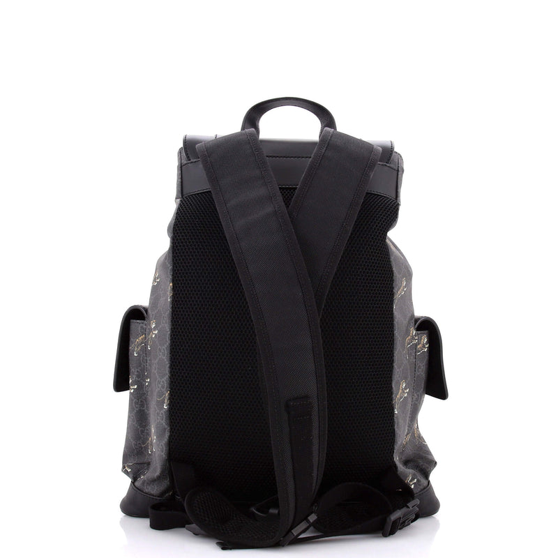 Double Pocket Buckle Backpack Printed Gg