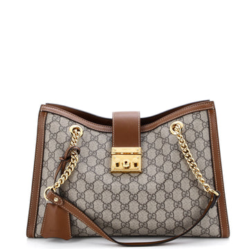 Padlock Chain Tote Gg Coated Canvas With