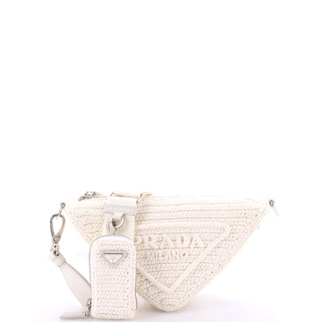 Triangle Logo Zip Crossbody Bag Crochet