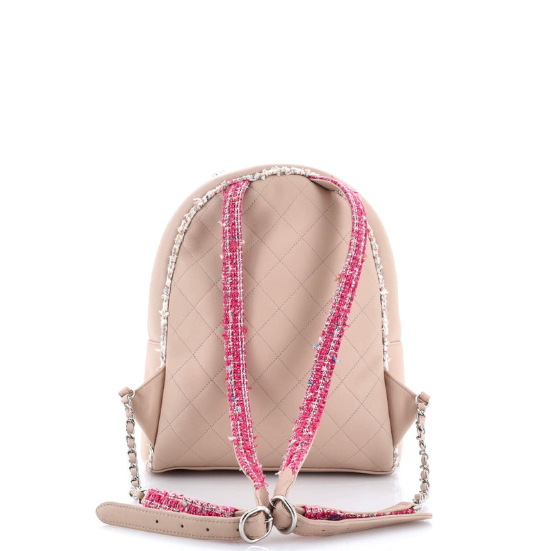 Elegant Trim Backpack Quilted Leather