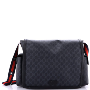 Web Strap Diaper Bag Gg Coated Canvas