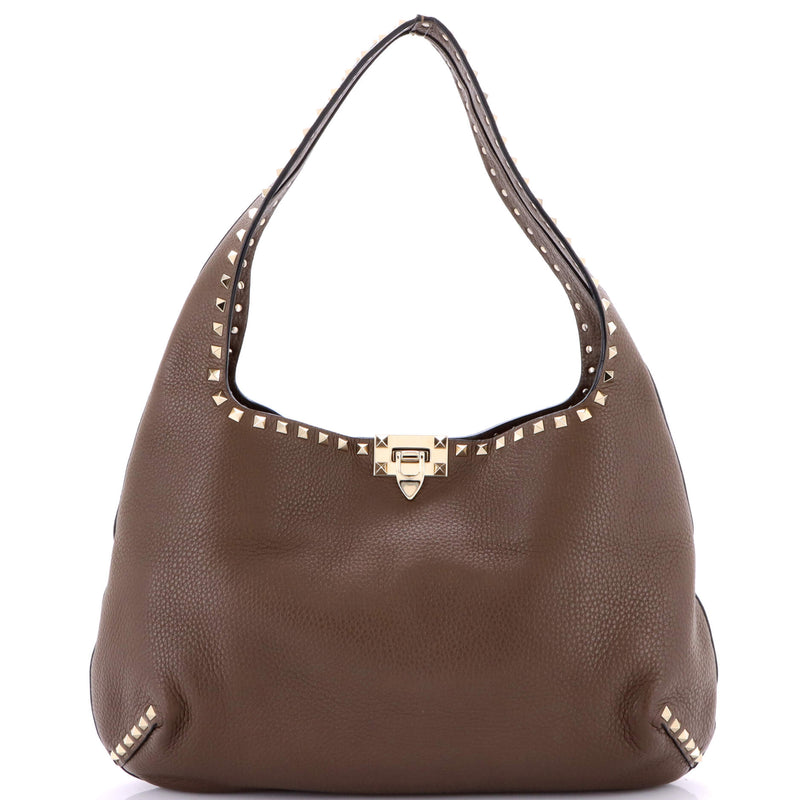 Rockstud Flip Lock Hobo Leather Large