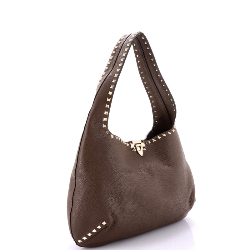 Rockstud Flip Lock Hobo Leather Large