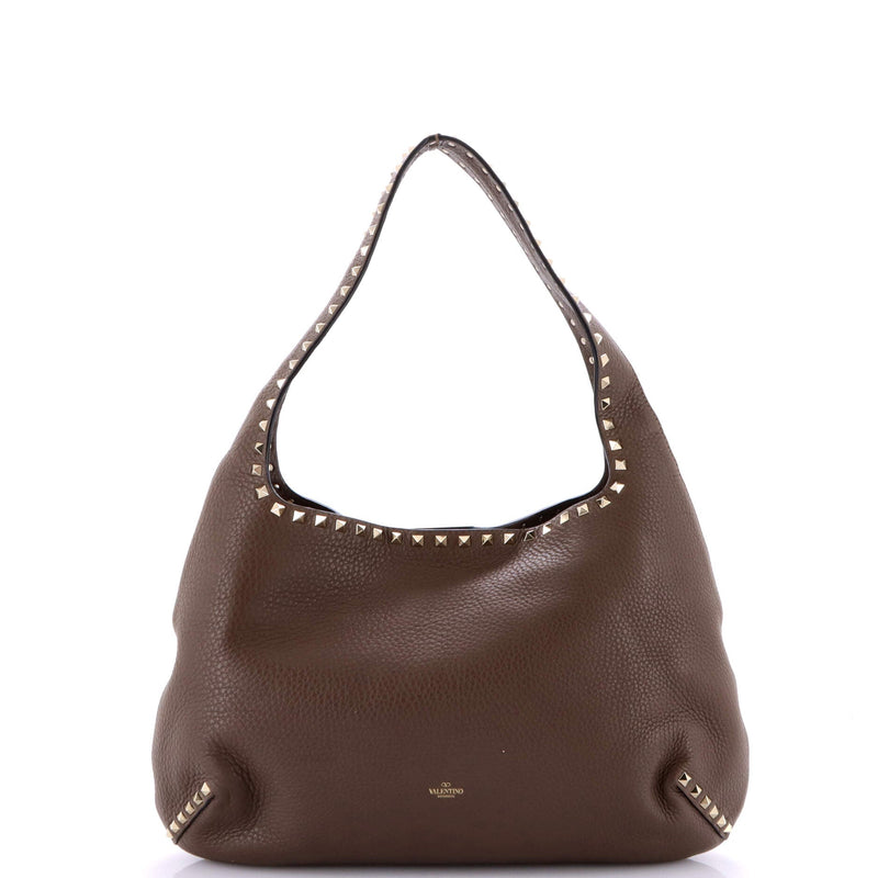 Rockstud Flip Lock Hobo Leather Large