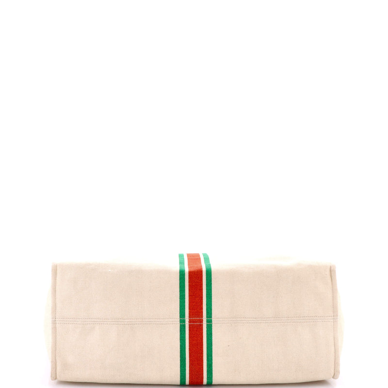 Foldable Web Tote Canvas With Leather