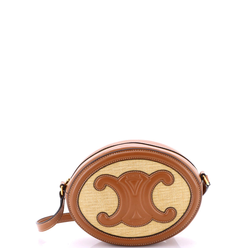 Triomphe Oval Crossbody Bag Straw And