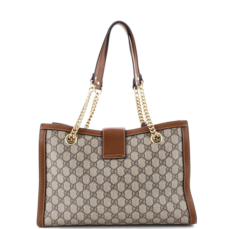 Padlock Chain Tote Gg Coated Canvas With