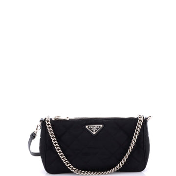 Chain Zip Shoulder Bag Quilted Tessuto