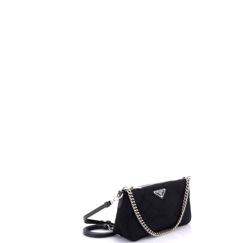 Chain Zip Shoulder Bag Quilted Tessuto