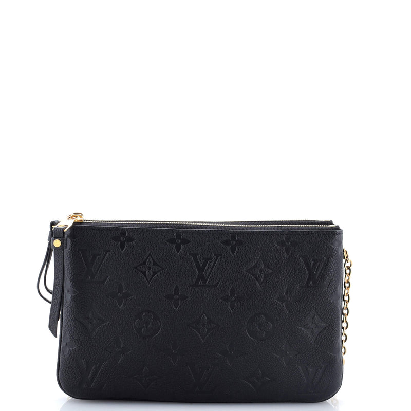 Double Zip Pochette Empreinte Leather