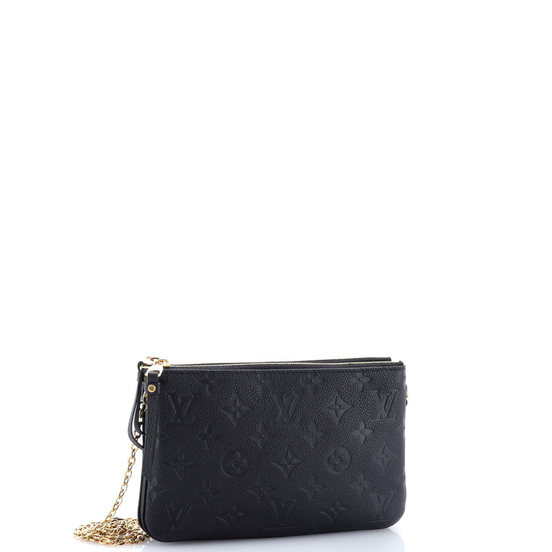 Double Zip Pochette Empreinte Leather