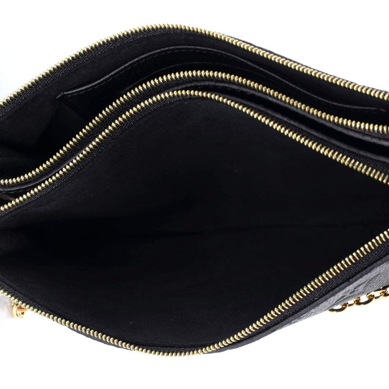 Double Zip Pochette Empreinte Leather