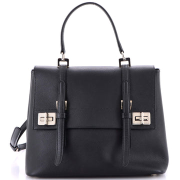 Half Flap Double Turn Lock Satchel
