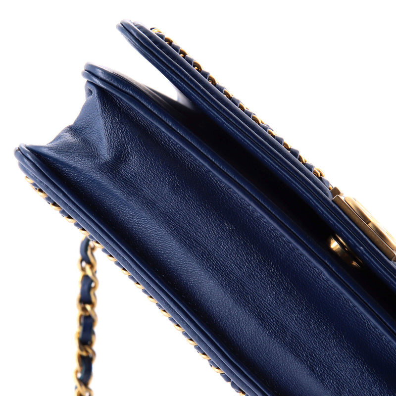 Chain Around Boy Wallet On Quilted